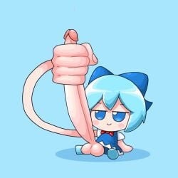 1futa animated big_breasts big_penis blue_eyes breasts cirno ejaculation fumo_plush futa_only futanari large_penis long_arm smooth_penis solo_futa touhou why