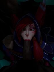 3d :>= ai_assisted ai_video animal_ears bedroom_eyes big_penis blowjob blowjob_face dark-skinned_male dark_skin eye_contact fellatio female grok grok_imagine hand_on_head hidden_blowjob hiding hood jungle league_of_legends lipstick looking_at_viewer male night nose_piercing nose_ring oldbloodnsfw orange_eyes penis pov pov_eye_contact red_hair riot_games simple_background sound tagme vastaya video xayah