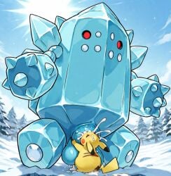 ai_assisted ai_generated furry inflation leaking_cum pikachu pokemon regice