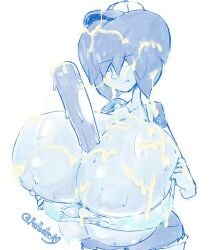 1girls 5_fingers alternate_version_available artist_signature barely_contained baseball_bat baseball_cap breasts_squeezed_together bursting_breasts busty cartoon_network cleavage cleavage_overflow collarbone cum cum_on_body cum_on_breasts cum_on_face drenched female female_only gem_(species) hair_over_eyes hands_on_breasts implied_paizuri lapis_lazuli_(bob) lapis_lazuli_(steven_universe) looking_down monmonmallow monochrome paizuri pushing_breasts_together raining ripped_clothing short_shorts shorts sketch solo steven_universe sweat sweaty sweaty_breasts top_heavy unamused water_drop wet_clothes wet_hair