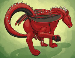 anus cum dragon dripping erection male penis pose red_penis red_scales scalie smile spikes thestory wings