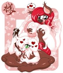 2019 4_toes 5_fingers 69_position animal_genitalia animal_penis anthro anthro_on_anthro ass ball_fondling balls big-penis big_balls big_butt big_penis black_nose bodily_fluids border brown_balls brown_body brown_fur butt_grab crossed_legs cum cum_on_hand cum_on_penis drooling equid equine equine_genitalia equine_penis erection feet femboy fingers fondling fur genital_fluids genitals green_eyes green_pupils grey_eyes hair hair_over_eye hand_on_butt hi_res horse huge_cock interspecies licking licking_lips licking_own_lips looking_at_viewer male male/male mammal medial_ring murid murine oral penile penis penis_lick pink_border pupils rat red_hair reggie_(whygena) rodent saliva sex simple_background srklmsama toes tongue tongue_out white_background white_border white_hair
