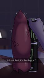 9:16 ailurid animal_genitalia animal_penis anthro bed big_penis blurred_background brown_body brown_fur camera_view canine_genitalia canine_penis close-up comparing comparing_penis crotch_shot dick_pic digital_drawing_(artwork) digital_media_(artwork) electronics english_text erection fur furniture genital_close-up genital_focus genital_shot genitals hand_on_object heart_symbol hi_res huge_cock insomdaylight knot lying male mammal monster_energy night nude_anthro nude_male on_back on_bed penis portrait presenting presenting_penis red_panda solo solo_focus spread_legs spreading text throbbing throbbing_penis vein veiny_penis white_body white_fur