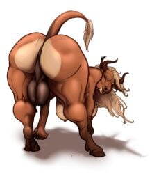 absurd_res animal_genitalia animal_penis anthro anus areola ass balls bent_over big_balls big_breasts big_butt bovid bovine breasts cattle equine_genitalia equine_penis female flared_penis furry futanari genitals hair hanging_breasts hi_res hooves horn huge_butt intersex lemon_balls long_hair mammal muscular muscular_female nipples penis ponie666 presenting presenting_hindquarters rear_view saggy_balls solo thick_thighs white_hair