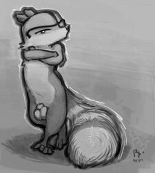 1boy 2023 absurd_res anthro crossed_arms dreamworks dreamworks_animation genitals hi_res male male_only over_the_hedge paramount_pictures penis procyonid raccoon ram_satinga rj_(over_the_hedge) tail