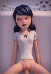 3d ai_generated chinese_female closed_eyes cum female french_female lying marinette_dupain-cheng miraculous_ladybug missionary_position offscreen_character open_mouth outdoors outside pajamas penis pov snow solo_female straight vaginal_penetration