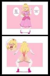 female female_focus female_only freidesuu human human_female human_only light-skinned_female light_skin mario_(series) nintendo pain pink_panties princess_peach solo solo_female wedgie wedgied_female