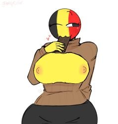 1girls alt alternate_version belgium_(countryhumans) big big_breasts chocolate coopher countryhumans countryhumans_edit countryhumans_girl cute edited female female_focus female_only heart if_it's_an_edit,_you_don't_put_the_original_artist's_name kak0yt0_chel_edit kak0yt0_chel_style solo solo_female sweater thick_thighs uncensored winking