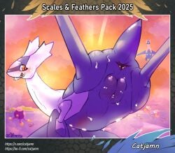 anus ass blush blush_lines bodily_fluids catjam_(artist) cruise_ship drifblim drifloon embarrassed female feral generation_3_pokemon generation_4_pokemon generation_6_pokemon genitals hi_res island latias latios legendary_pokemon looking_at_viewer looking_back mega_evolution mega_latias merchant_ship nintendo passenger_ship pokemon pokemon_(species) presenting presenting_anus presenting_hindquarters presenting_pussy presenting_vulva pussy scalie ship solo sunset sweat sweatdrop text url vehicle vulva watercraft