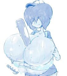 1girls 5_fingers alternate_version_available artist_signature barely_contained baseball_bat baseball_cap breasts_squeezed_together bursting_breasts busty cartoon_network cleavage cleavage_overflow collarbone female female_only gem_(species) hair_over_eyes hands_on_breasts implied_paizuri lapis_lazuli_(bob) lapis_lazuli_(steven_universe) looking_down monmonmallow monochrome paizuri pushing_breasts_together raining ripped_clothing short_shorts shorts sketch solo steven_universe sweat sweaty sweaty_breasts top_heavy unamused water_drop wet_clothes wet_hair