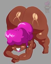 b-side_girlfriend b3_gf_(blazethewolf55) big_ass brown_skin friday_night_funkin friday_night_funkin_(b3_mod) friday_night_funkin_mod glistening kiwines12 large_ass purple_hair shaya_dearest smiling sweat sweatdrop teeth