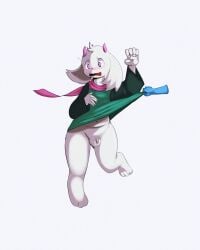 1boy 3_toes 5_fingers absurd_res animal_humanoid anthro balls belly blush bovid bovid_humanoid caprine caprine_humanoid claws clothed clothing clothing_pull deltarune duo eyebrows fangs feet fingers floating_hands foreskin fur genitals goat goat_humanoid green_clothing head_tuft hi_res horn humanoid male male_only mammal mammal_humanoid navel open_mouth paws penis pink_eyes pink_horn pink_horns pink_scarf raised_arm raised_clothing ralsei scarf shaded shadow shocked simple_background surprised surprised_expression teeth thick_thighs toes tongue tuft tummyrubss uncircumcised undertale_(series) white_background white_body white_fur wide_hips