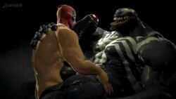 3d anal anal_sex animated big_cock big_penis black_body black_skin boner cum cumming cumming_while_penetrated deadpool erection gay long_tongue male male_only marvel mask masked masked_male moaning scarlena4 size_difference small_dom_big_sub sound symbiote tagme venom_(marvel) video voice_acted white_eyes