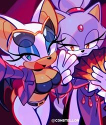 big_breasts blaze_the_cat fanart furry_female rouge_the_bat sonic_(series)