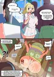bad_end bite_mark body_writing ditto ditto_(pokemon) elio_(pokemon) english_text handles handprint handprint_on_ass imminent_rape lillie_(pokemon) micropenis onahole pokemon pokemon_sm rape slave squirting stuck tattoo_on_butt woohyoot