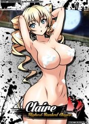 1girls armpits arms_behind_head big_breasts blonde_hair blue_eyes breasts busty claire_harvey convenient_censoring drill_hair female female_only highres hundred large_breasts legs looking_at_viewer navel nude ookuma_nekosuke open_mouth pose posing puckered_lips sexy sexy_armpits sexy_pose soap_bubbles solo thighs toned tongue twin_drills voluptuous
