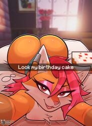 2025 :3 absurd_res anthro ass bed bedroom big_butt birthday breasts cake canid canine claws clothing conditional_dnp countershading dessert digital_media_(artwork) ear_piercing ear_ring ears_up eyelashes eyeliner eyewear female food fox fur furniture glasses hair heart_eyes heart_symbol hi_res huge_butt looking_at_viewer lying lying_on_bed makeup mammal medium_breasts microsoft minecraft mojang mostly_nude narrowed_eyes nerd nude nude_female on_bed open_mouth orange_body piercing red_eyes red_fox red_hair ring_piercing seductive selfie signature solo sun sunset text thick_eyelashes thin_eyebrows thong true_fox undercut underwear viewed_from_above window xbox_game_studios zerlix_fox zerlix_fox_(character) zkarleth_(zerlix_fox)