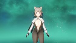 1girls 3d alternate_breast_size animal_ears ass breasts brown_hair bursting_breasts cat_ears cat_girl cat_tail cleavage female female_only genshin_impact huge_breasts idle light-skinned_female light_skin lynette_(genshin_impact) mod navel no_bra open_clothes purple_eyes solo tagme video video_games wide_hips