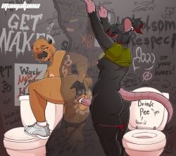 absurd_res among_us anthro anthro_on_anthro anthro_penetrated anthro_penetrating anthro_penetrating_anthro areola artist_name ass bathroom black_body black_fur black_hair bodily_fluids breasts capybara caviid closed_eyes clothed clothing clothing_around_legs cool_s cum cum_in_vagina cum_inside duo ear_piercing english_text eyebrows female female_penetrated fiercedeitylynx footwear fur futanari genital_fluids genital_scar genitals glory_hole gynomorph gynomorph/female gynomorph_penetrating gynomorph_penetrating_female hair hair_over_eye hi_res highlights_(coloring) homophobic_slur innersloth intersex intersex/female intersex_penetrating intersex_penetrating_female julia_(fiercedeitylynx) kilroy_was_here lesbian_pride_colors lgbt_pride mammal multicolored_body murid murine open_mouth penetration penile penile_penetration penis_in_vagina piercing pink_areola pride_colors public_restroom rainbow_flag rainbow_pride_flag rainbow_symbol raised_clothing raised_topwear rat red_highlights restroom_stall rodent scar sex shirt shoes socks sweat t-shirt tears teeth text thick_thighs thong toilet tongue topwear trans_(lore) trans_woman_(lore) transgender_pride_colors two_tone_body underwear underwear_around_legs vaginal_penetration vaginoplasty_scar yellow_eyes