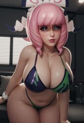 1girls 3d ai_generated big_ass big_breasts bikini bracelet breasts female female_focus female_only half_naked huge_ass huge_breasts indoors klara_(pokemon) leaning_forward light-skinned_female lipstick looking_at_viewer makeup pink_hair pokemon pokemon_ss ribbon sodaglow_artist solo solo_female thick_thighs underwear voluptuous_female