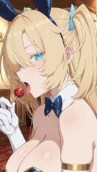 ai_generated big_breasts bunnysuit horny_female lollipop pixify07 wilhelmina_(brown_dust)