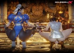 2girls 3d absurd_res ass bandai_namco capcom chun-li comparing crossover dildo inexperienced ling_xiaoyu lube riding_dildo shaddoll_x squatting street_fighter street_fighter_6 tekken tekken_8 torn_clothes