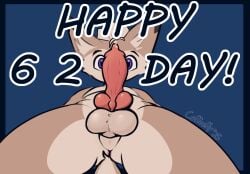 6/21 animal_genitalia animal_penis balls blue_eyes bodily_fluids cafe_(coffeefly) canid canine canine_genitalia canine_penis coffeefly e621 english_text erection fennec_fox fox genital_fluids genitals knot male mammal penis precum solo text true_fox