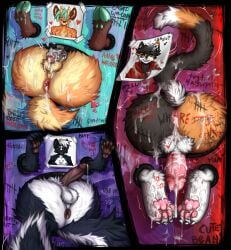 absurd_res anthro anus ass balls blush bodily_fluids body_writing calico_cat chastity_cage chastity_device compliment cum cum_covered cum_inside cum_on_butt cum_on_penis deer degradation domestic_cat felid feline felis fluffy fluffy_tail gay gay_male genital_fluids genitals graffiti group heart_symbol helpless hi_res hooves hunter_(hhdrawer) leaking_cum lock male male/male mammal mephitid messy motion_blur motion_lines paws penis photo public_use skunk stephen_wintre stuckage stylized_chastity_cage tail tally_marks through_wall tr.anonymous.h trio yaoi