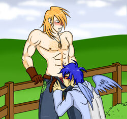 big_macintosh_(mlp) blush friendship_is_magic gay hasana-chan human male my_little_pony oral soarin_(mlp) topless wings wonderbolts_(mlp) yaoi