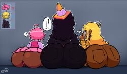 ... ? ?! agana_(impostor_human_hijinks) ahoge ass ass_focus blue_background brown_jeans brown_pants brown_shorts eli_drawings0 female/female/female female_focus female_only finger_up friday_night_funkin human_black_impostor_(fnf_mod) human_pink_impostor_(fnf_mod) human_yellow_crewmate_(fnf_mod) impostor_human_hijinks interaction_drive jaden_(lavenderflamess) marilyn_(impostor_human_hijinks) pink_hair pink_panties pink_shirt pink_skirt purple_hair purple_hair_female purple_jacket purple_pants red_shirt speech_bubble sweat thick_ass traffic_cone upskirt upskirt_view vs_impostor white_undershirt yellow_hair you_may_spank_it_once_(meme)