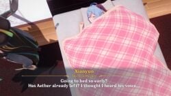 1boy 2girls 3d aether_(genshin_impact) animated anti-ntr balls ballsack bed bed_covers bed_sex bedroom bedroom_setting bedroom_sex bedsheets big_breasts big_cock big_penis blonde_hair blonde_hair_male blonde_male blue_hair blue_hair_female breasts breasts_out cock cumming cumming_while_penetrated dialogue female female_penetrated ganyu_(genshin_impact) genshin_impact hair horn horns hoyoverse huge_cock koikatsu large_balls large_cock large_penis large_testicles light-skinned_female light-skinned_male light_skin male male/female male_penetrating male_penetrating_female mihoyo naked naked_male no_sound nude nude_male penetration penis sex sex_in_bed sex_in_bedroom shorter_than_30_seconds squirting stealth stealth_sex straight straight_sex tagme text text_box under_covers under_covers_sex vagina vaginal_penetration vaginal_sex video xianyun_(genshin_impact)