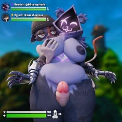 3d belly big_breasts big_butt big_penis blender breasts cat_ears cat_tail chubby chubby_female dickgirl fortnite fortnite:_battle_royale from_behind from_behind_position futa_on_female futanari gameplay_mechanics grabbing grabbing_ass grabbing_breasts hud looking_at_another looking_pleasured meow_skulls meow_skulls_(fortnite) naked naked_female ogtamarindo outdoors outside penis raven_team_leader thick_thighs thigh_sex thighs