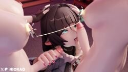 1girl 2futas 3d 3d_animation alice_thymefield animated belle_(zenless_zone_zero) blowjob electrostimulation female_only futa_on_female futanari handjob jane_doe_(zenless_zone_zero) nioraq nipple_play nipples no no_sound saliva tagme video zenless_zone_zero