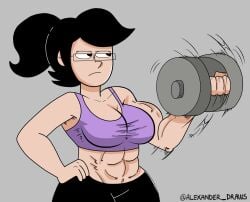 1girls abs absurd_res absurd_resolution absurdres alexander_draws artist_name artist_signature big_breasts black_eyes black_hair black_pants breasts busty cleavage curvaceous curvy curvy_female curvy_figure dumbbell exercise female female_focus female_only glasses hand_on_hip hi_res high_resolution highres large_breasts leggings lifting lifting_weights light-skinned_female light_skin muscular muscular_arms muscular_body muscular_female oc original original_character ponytail rosa_gonzalez rosebuds_(comic) simple_background solo solo_female solo_focus sports_bra tagme twitter_username voluptuous voluptuous_female weightlifting weights
