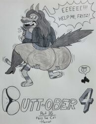 1boy 1boy1girl 1girl1boy 1girls 2022 2d 2d_(artwork) 2d_artwork anthro ass big_ass big_breasts big_butt blu3danny breasts bug butt-tober cat_tail dialog dialogue equid equine felid feline female fritz_the_cat fritz_the_cat_(character) furry furry_female furry_male harriet_(fritz_the_cat) holding horse insects lipstick male scared scared_expression scared_face tagme traditional_art traditional_media traditional_media_(artwork)