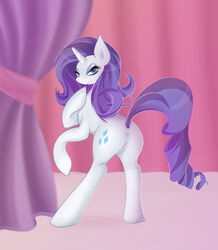 2012 anus ass blue_eyes cutie_mark equine female friendship_is_magic hair horn horse inviting long_hair looking_at_viewer looking_back my_little_pony pony presenting purple_hair pussy rarity_(mlp) seductive smile solo straight_hair unicorn v-invidia