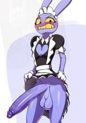 1boy absurd_res alexc anthro big_penis clothed clothing crossdressing femboy genitals glitch_productions hi_res huge_cock humanoid hyper hyper_genitalia hyper_penis jax_(tadc) jax_(the_amazing_digital_circus) lagomorph leporid maid_jax_(the_amazing_digital_circus) male mammal penis rabbit solo the_amazing_digital_circus