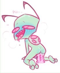 antennae_(anatomy) blush d-blue dildo feet invader_zim masturbation sex_toy tongue_out zim