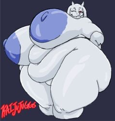 1girls anthro areolae artist_signature bbw belly belly_overhang big_areola big_belly big_breasts blue_nipples boss_monster breasts chubby chubby_female clawed_fingers deltarune eyelashes fat fat_folds fatfur female female_only floppy_ears fupa furry gluteal_fold goat hand_on_hip horns huge_breasts kaijugs kaijujuggs large_areolae milf naked naked_female navel nipples nude nude_female overweight red_eyes sagging_breasts smile smirk smirking solo thick_thighs three-quarter_portrait toriel undertale white_body white_fur winking