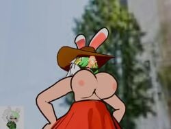 3d ass big big_breasts breasts bunny_ears fox gacha gacha_club gacha_heat gacha_life gacha_life_2 girl green_hair hat_only human no_sound srnava(design) straight stripes tagme video