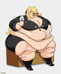 1girls artist_name ass bbw belly big_belly big_breasts blonde_hair breasts cynthia_(pokemon) digital_media_(artwork) feeding female flabby_arms huge_belly huge_breasts huge_thighs ice_cream obese_female overweight pokemon pokemon_dppt ssbbw tagme thick_thighs thunder_thighs weight_gain