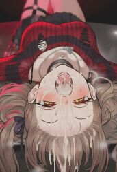 ai_generated cum cum_in_mouth facial hololive hololive_english hololive_english_-council- hololive_english_-promise- large_breasts laying_on_back nanashi_mumei nanashi_mumei_(emo) throat_fuck virtual_youtuber