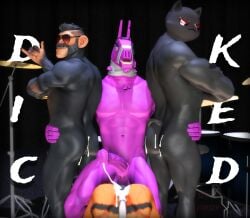3d_(artwork) animal_genitalia animal_penis anthro ape ass ass_up aviator_glasses beard bodily_fluids camelid cum cum_in_ass cum_inside digital_media_(artwork) domestic_cat epic_games equine_genitalia equine_penis eyewear facial_hair felid feline felis fortnite genital_fluids genitals gesture glasses group hand_gesture haplorhine j.b._chimpanski llama lt._john_llama male male/male mammal meowscles_(shadow) muscular muscular_male nude oscar_(fortnite) pantherine penis primate sky_chaser source_filmmaker_(artwork) text tiger