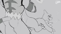 16:9 2025 anal anal_sex animated anthro anthro_on_feral anthro_penetrating anthro_penetrating_feral balls blush bodily_fluids charmeleon claws duo erection felid feline feral feral_penetrated generation_1_pokemon generation_7_pokemon genital_fluids genitals greyscale hi_res humanoid_genitalia humanoid_penis incineroar lapatte lifting_partner looking_pleasured loop male male/male male_anthro male_feral male_penetrated male_penetrating male_penetrating_male mammal monochrome nintendo penetration penile penile_penetration penis penis_in_ass pokemon pokemon_(species) reptile scalie sex short_playtime size_difference tail widescreen zoophilia