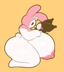 2girls adorable ass ass_bigger_than_head big_ass big_breasts bigger_female breasts breasts_bigger_than_head bunny canon_design canon_vs_fanon completely_naked completely_naked_female completely_nude completely_nude_female cute female female_only flat_chest flat_chested furry huge_ass huge_breasts huggable_design hyper hyper_breasts kuromi my_melody naked no_breasts nude onegai_my_melody pink_background possible_futa rabbit sanrio shortstack simple_background smaller_female tha_randomu trandomu