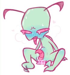alien_genitalia alien_penis antennae_(anatomy) blush d-blue dildo feet invader_zim masturbation sex_toy stomach_bulge tears tongue_out zim