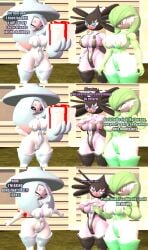 3d 3d_(artwork) 3girls big_thighs bikini breasts christmas comic comic_strip cute day daytime detrun female female_only friends furaffinity_link furaffinity_username gardevoir generation_3_pokemon generation_5_pokemon generation_8_pokemon goth goth_girl gothitelle grass hatterene house joking large_thighs lesbian lesbians lingerie mostly_naked mostly_naked_female mostly_nude mostly_nude_female nintendo nipples nipples_visible_through_clothing no_sex pokemon pokemon_(species) present small_clothes small_clothing source_filmmaker source_filmmaker_(artwork) stockings text witch