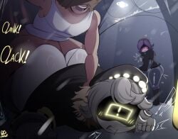 2boys cuckquean dubious_consent female femboy gay glitch_productions murder_drones n_(murder_drones) paper_bag robot serial_designation_n uzi_(murder_drones)