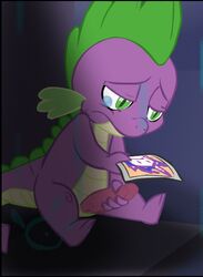 animated crying diphallia diphallism dragon friendship_is_magic green_eyes hemipenes masturbation multi_penis my_little_pony penis photo_(object) raining rarity_(mlp) reptile sad scalie smooth_skin spike_(mlp)