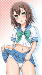 1boy baka_to_test_to_shoukanjuu blush bulge crossdressing eiji femboy girly hideyoshi kinoshita kinoshita_(air_hike) kinoshita_hideyoshi lask male_only open_mouth panties school_uniform shoukanjuu skirt skirt_lift solo tagme tongue tongue_out trap underwear uniform white_panties